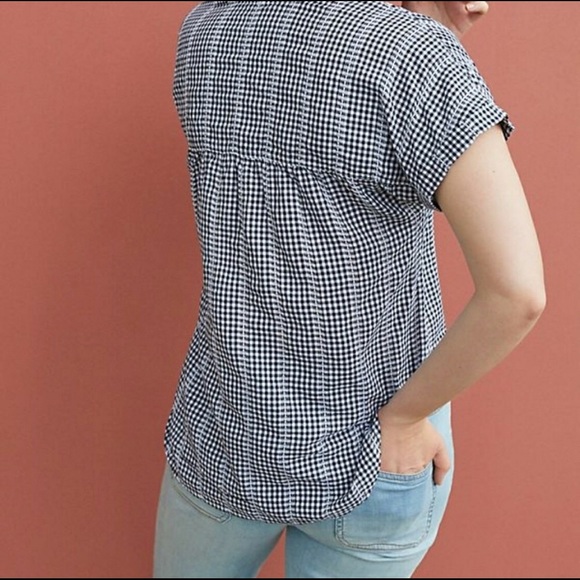 Cloth&Stone Anthro Gingham Plaid Button Down Shirt - Picture 3 of 8